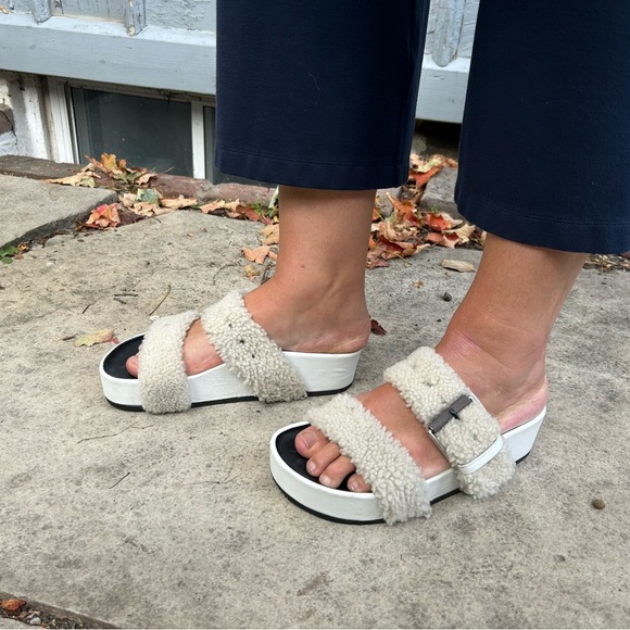 rag & bone Fluffy Shearling Evin Slide Platforms, size 38 - Picture 3 of 15